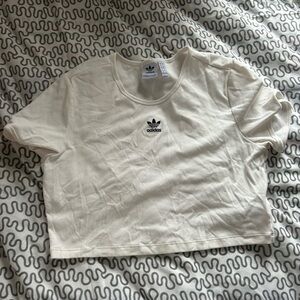 Adidas trefoil white cropped rib top XL